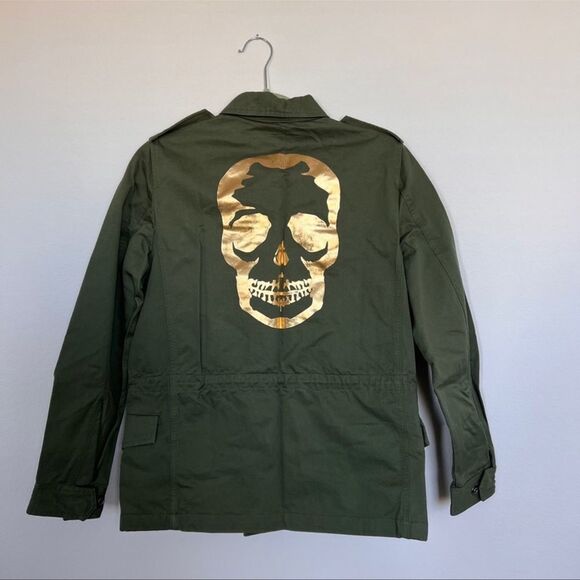 ZADIG AND VOLTAIRE Women's 100% Cotton Kayak Skull Khaki Military Jacket size 36 - Picture 6 of 7